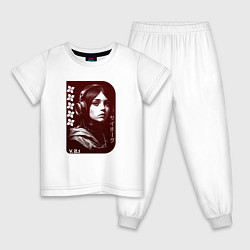 Пижама хлопковая детская Девушка-киборг с наушниками, цвет: белый
