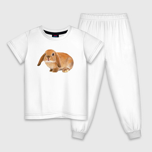 Детская пижама Рыжий пушистый кролик / Белый – фото 1