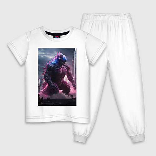 Детская пижама Годзилла посреди мегаполиса / Белый – фото 1