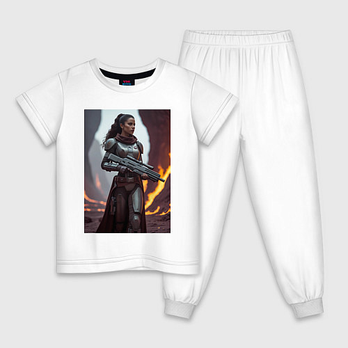 Детская пижама Девушка-Мандалорец в броне / Белый – фото 1