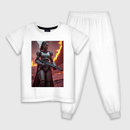 Детская пижама Девушка-Мандалорец в броне / Белый – фото 1