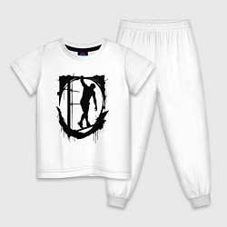 Пижама хлопковая детская Уличная тренировка, цвет: белый