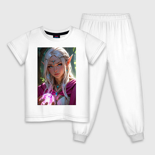 Детская пижама Прекрасная эльфийка с магической сферой / Белый – фото 1