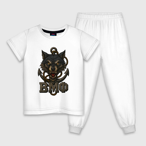Детская пижама ВМФ волк / Белый – фото 1