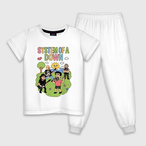 Детская пижама System of a Down, мультяшный стиль / Белый – фото 1
