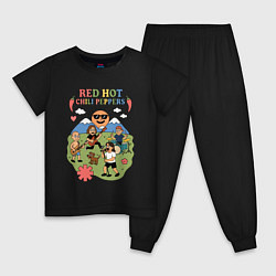 Пижама хлопковая детская Red Hot Chili Peppers мультяшный стиль, цвет: черный