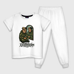 Пижама хлопковая детская XXXTentacion сидит у зеркала, цвет: белый