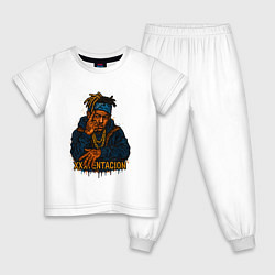 Пижама хлопковая детская XXXTentacion думает, цвет: белый