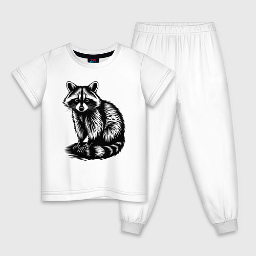 Детская пижама Детализированный енот / Белый – фото 1