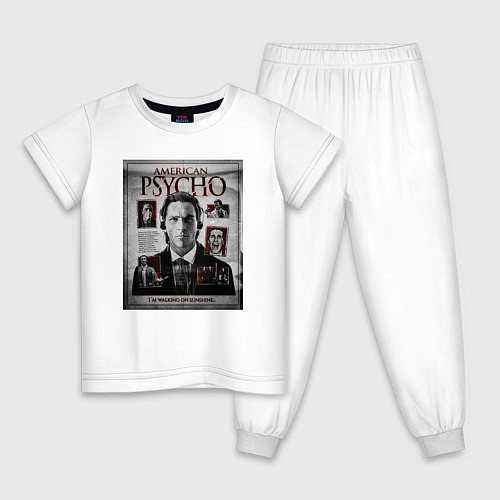 Детская пижама Американский психопат Im walking on sunshine / Белый – фото 1