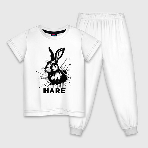 Детская пижама Графический заяц / Белый – фото 1
