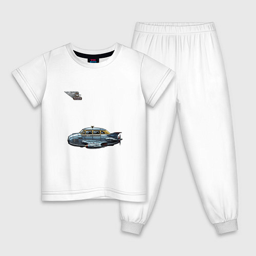Детская пижама Летающее такси ретрофутуризм стримлайн / Белый – фото 1