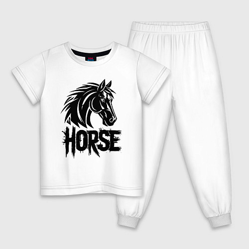 Детская пижама Черная лошадь граффити / Белый – фото 1