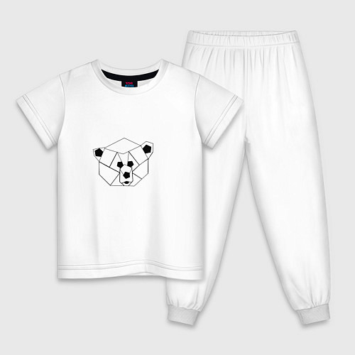 Детская пижама Геометрическая морда медведя / Белый – фото 1