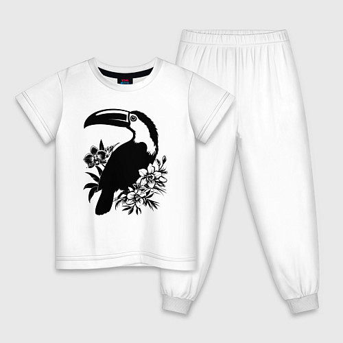 Детская пижама Тукан и цветы / Белый – фото 1