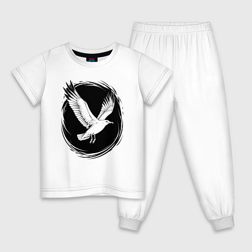 Детская пижама Чайка в черном круге / Белый – фото 1