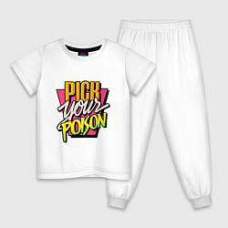 Пижама хлопковая детская Pick your poison, цвет: белый