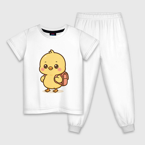 Детская пижама Цыпленок с рюкзаком / Белый – фото 1