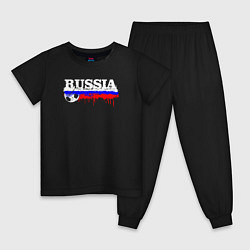 Пижама хлопковая детская Russia football, цвет: черный