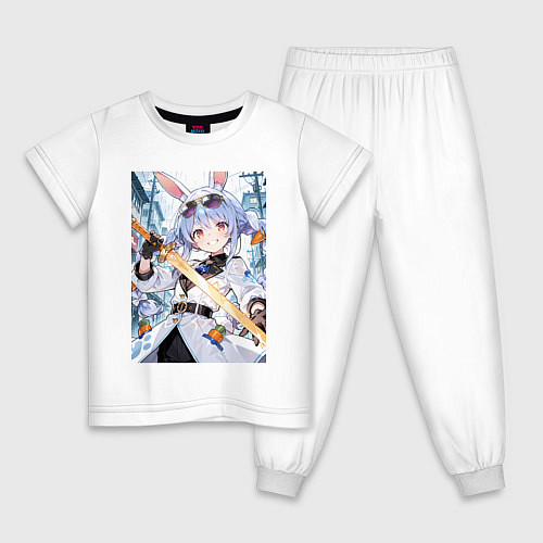 Детская пижама Девушка-кролик в плаще и с мечем / Белый – фото 1