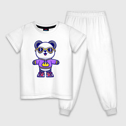 Пижама хлопковая детская Стиль панды, цвет: белый