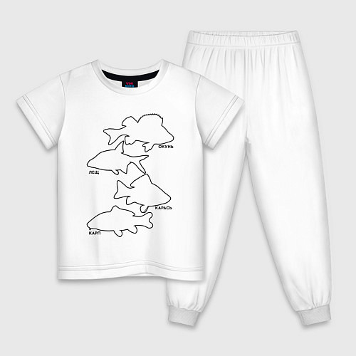 Детская пижама Контуры рыб / Белый – фото 1