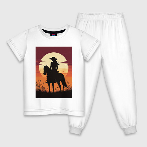 Детская пижама Всадница в стиле дикого запада / Белый – фото 1