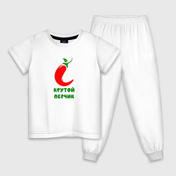 Пижама хлопковая детская Красный перчик, цвет: белый