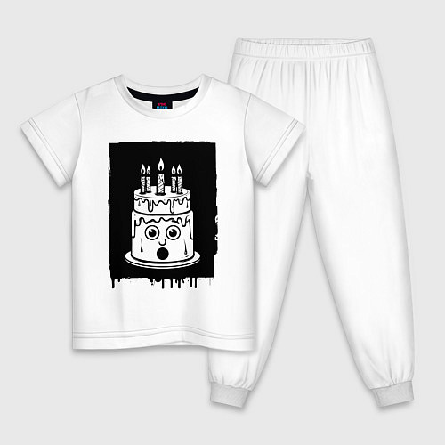 Детская пижама Живой торт с каплями и свечой / Белый – фото 1