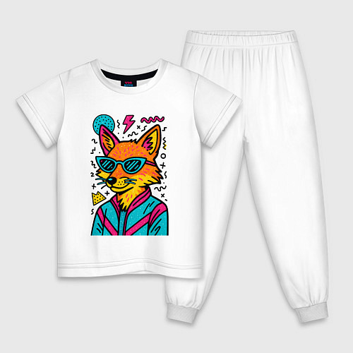 Детская пижама Лиса поп арт / Белый – фото 1