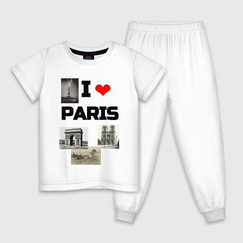Детская пижама I love Paris / Белый – фото 1