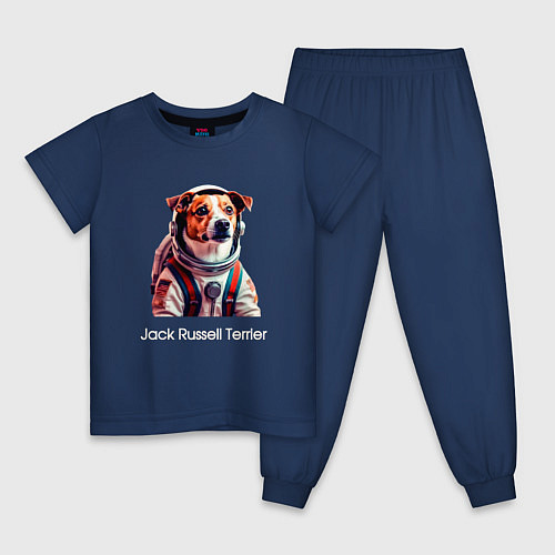 Детская пижама Jack Russell Terrier в скафандре / Тёмно-синий – фото 1
