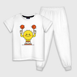 Пижама хлопковая детская Солнечный баскетбол, цвет: белый