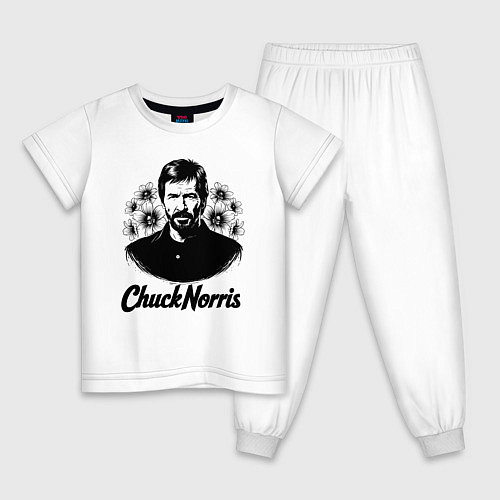 Детская пижама Чак Норрис в цветах / Белый – фото 1