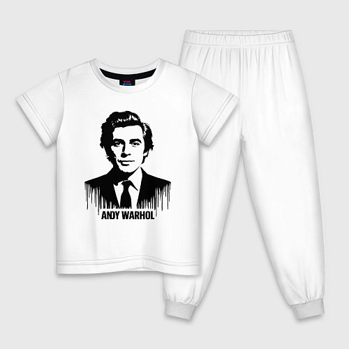 Детская пижама Портрет Энди Уорхола в каплях краски / Белый – фото 1