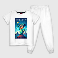 Пижама хлопковая детская Статуя свободы - Мики Маус, цвет: белый