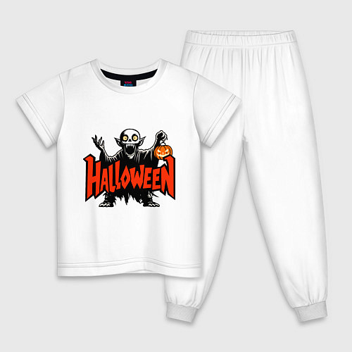 Детская пижама Вампир с надписью halloween / Белый – фото 1