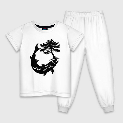 Детская пижама Рыба и дерево / Белый – фото 1