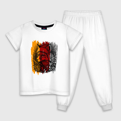 Детская пижама Лис в зимней шапке / Белый – фото 1