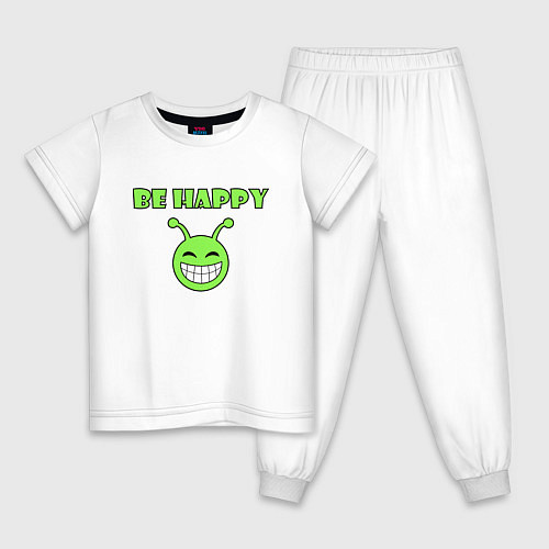 Детская пижама Инопланетянин, смайлик, be happy / Белый – фото 1