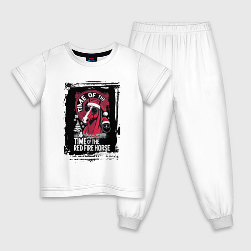 Детская пижама Красный огненный конь / Белый – фото 1