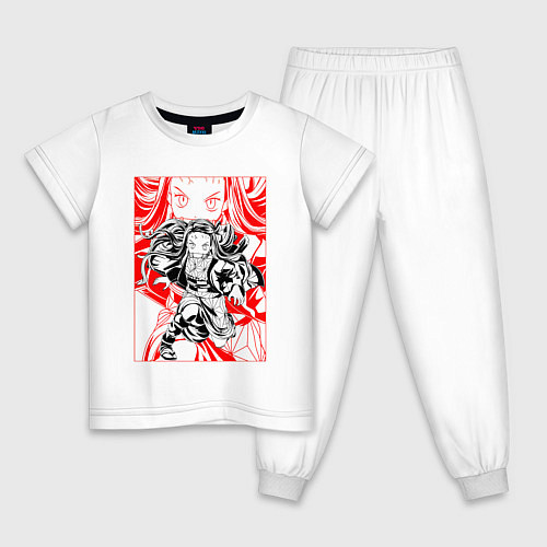 Детская пижама Клинок рассекающий демонов Незуко портрет / Белый – фото 1