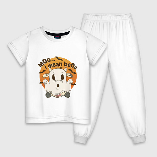 Детская пижама Корова привидение: moo-boo - буу-муу / Белый – фото 1