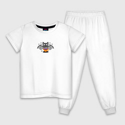 Пижама хлопковая детская Зелье удачи с летучей мышью, цвет: белый