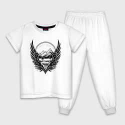 Пижама хлопковая детская Вершины с крыльями, цвет: белый