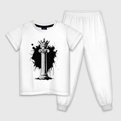 Пижама хлопковая детская Коронованная колонна, цвет: белый