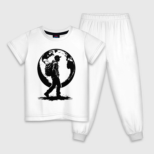Детская пижама Путешественник мира / Белый – фото 1