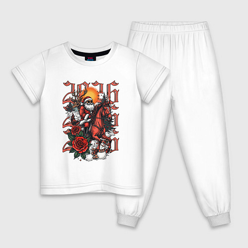 Детская пижама Дед Мороз на красном коне 2026 / Белый – фото 1