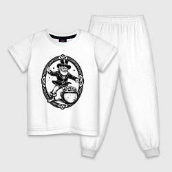 Пижама хлопковая детская Лепрекон с горшочком золота, цвет: белый