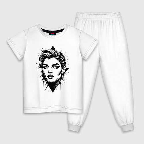 Детская пижама Девушка в стиле поп-арт / Белый – фото 1